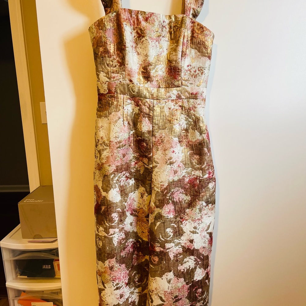 Hutch Strapless Floral jumpsuit in Pink and Brown